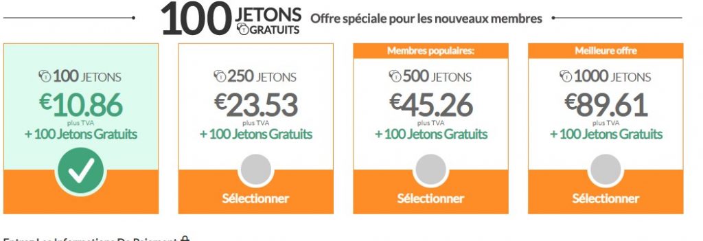 prix jetons cams.com