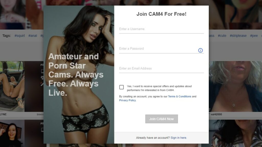 cam4 registration